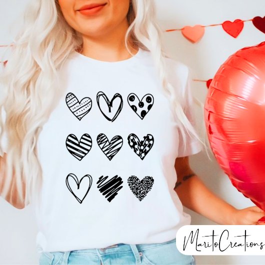 Doodle heart Cute, Valentine's Day, Unisex,  T-Shirt