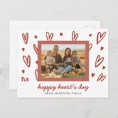 Doodle Heart Foto Valentine Gruß Postkarte (Vorne/Hinten)