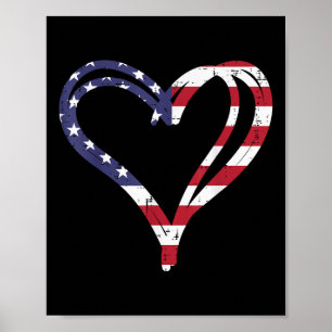 Doodle Heart US American Flag Gedenktag 4. Poster