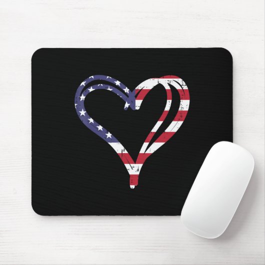 Doodle Heart US American Flag Memorial Day 4. Mousepad (Mit Mouse)