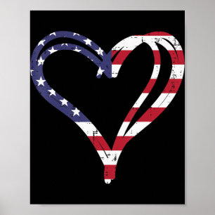 Doodle Heart US American Flag Memorial Day 4. Poster