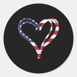 Doodle Heart US American Flag Memorial Day 4. Runder Aufkleber