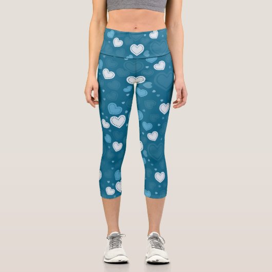 Doodle Hearts Capri Leggings (Vorderseite)