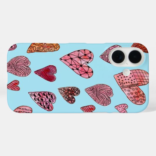 Doodle Hearts Case-Mate iPhone Hülle (Rückseite (Horizontal))