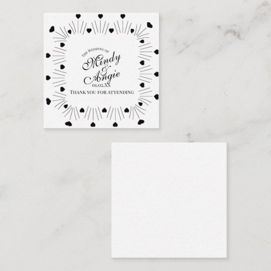 Doodle Hearts Frame Script Wedding Begleitkarte (Vorne/Hinten)