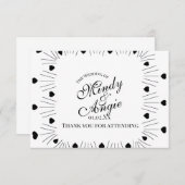 Doodle Hearts Frame Script Wedding Dankeskarte (Vorne/Hinten)