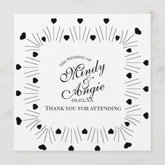 Doodle Hearts Frame Script Wedding Einladung (Vorderseite)