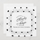 Doodle Hearts Frame Script Wedding Einladung (Vorne/Hinten)