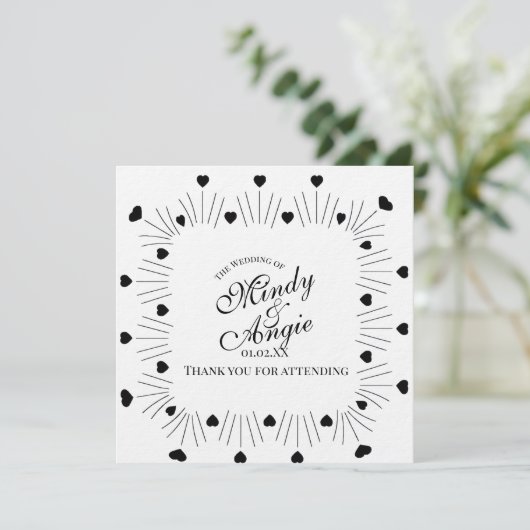 Doodle Hearts Frame Script Wedding Einladung (Stehend Vorderseite)