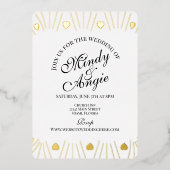 Doodle Hearts Frame Script Wedding Folieneinladung (Vorderseite)