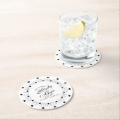 Doodle Hearts Frame Script Wedding Runder Pappuntersetzer (Vor Ort)