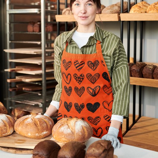 Doodle Hearts HandGezeichnet Illustration Schürze