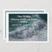 Doodle hearts, ocean photo, and love einladung (Vorne/Hinten)