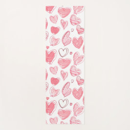 Doodle Hearts On White Yogamatte