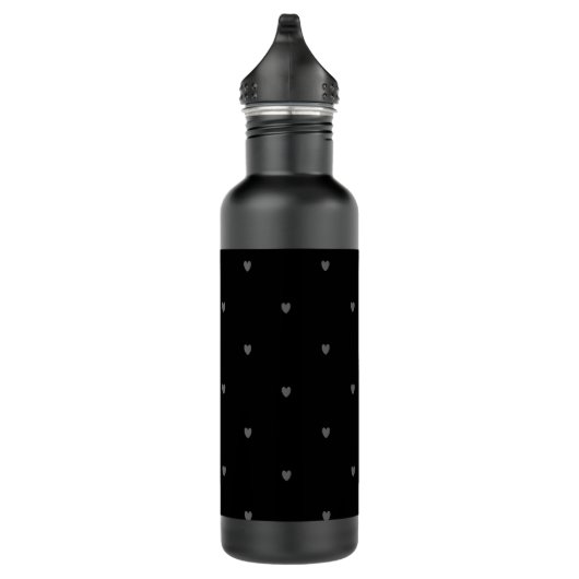 Doodle Hearts Patterns Black Gray Monogram Initial Edelstahlflasche (Rechts)