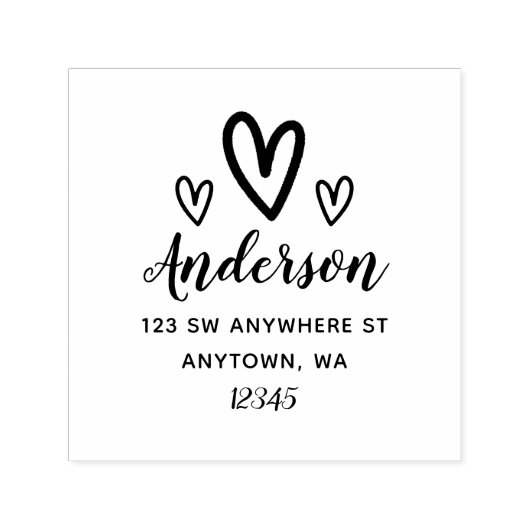 Doodle Hearts Rücksendeadresse Personalisiert Permastempel (Design)