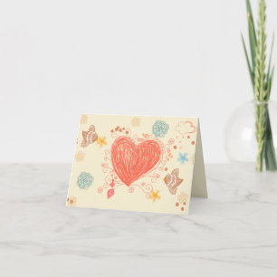Doodle Herz und Vögel Happy Mütter Tageskarte Karte