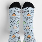 Doodle-Herzen auf Hellblau mit Text Socken (Oben)