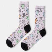 Doodle-Herzen auf Rosa mit Text Socken (Linkes Detail)