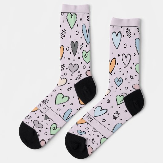 Doodle-Herzen auf Rosa mit Text Socken (Linkes Detail)