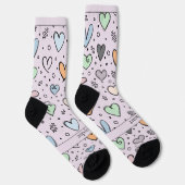 Doodle-Herzen auf Rosa mit Text Socken (Rechts)