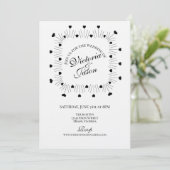 Doodle-Herzen-Rahmen-Skript-Hochzeit Einladung (Stehend Vorderseite)