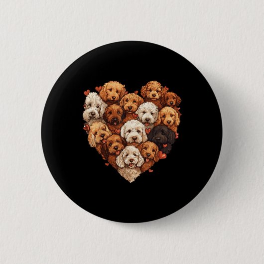 Doodle Herzförmige Niedliche Goldendoodle Dog Love Button (Vorderseite)