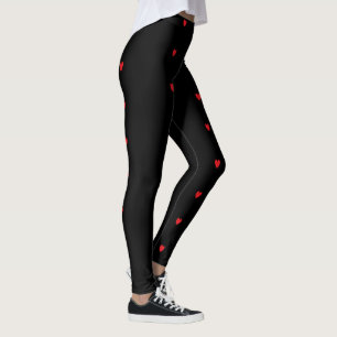 Doodle Herzmuster Red Black Custom Niedlich Hübsch Leggings