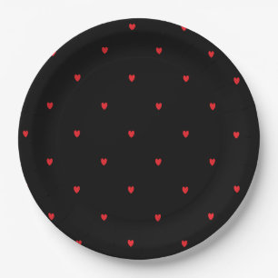 Doodle Herzmuster Red Black Custom Niedlich Lovely Pappteller