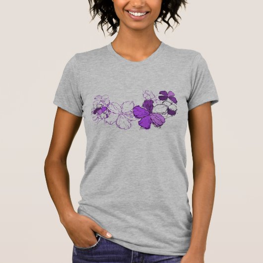 Doodle Hibiskus Ladys T-Shirt (Vorderseite)