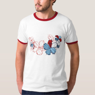 Doodle Hibiskus Mens T-Shirt