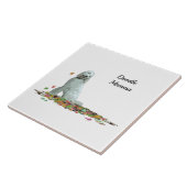Doodle Hund in Blätter Keramik Tile Fliese (Seite)