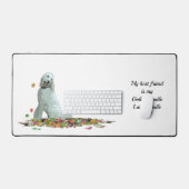 Doodle Hund in Blätter Schreibtischmatte (Tastatur & Maus)