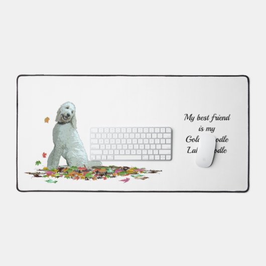 Doodle Hund in Blätter Schreibtischmatte (Tastatur & Maus)