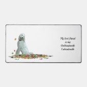 Doodle Hund in Blätter Schreibtischmatte (Vorderseite)