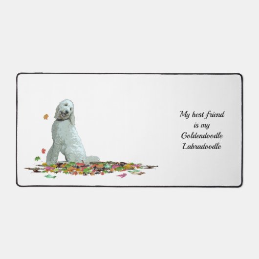 Doodle Hund in Blätter Schreibtischmatte (Vorderseite)