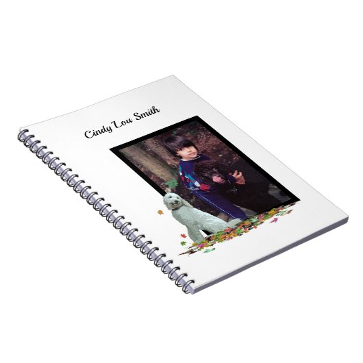 Doodle Hund in Blätter SpiralNotebook mit Foto Notizblock (Rechte Seite)