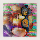 Doodle Hund in Brille Puzzle (Horizontal)