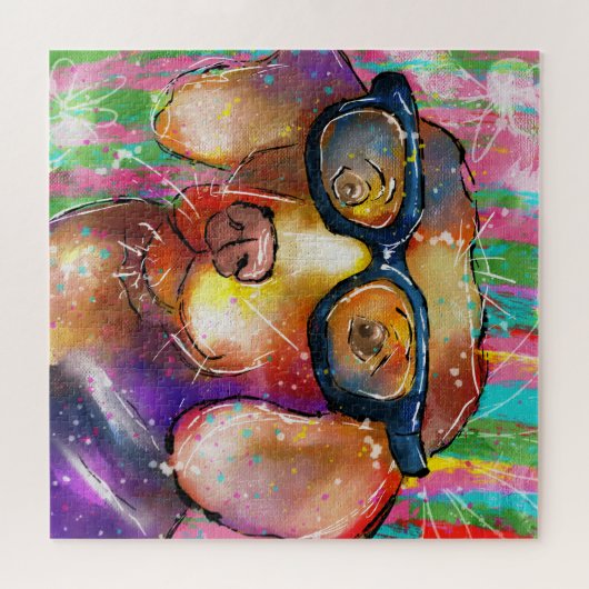 Doodle Hund in Brille Puzzle (Horizontal)