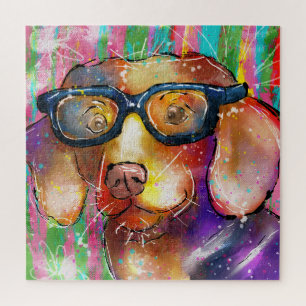Doodle Hund in Brille Puzzle