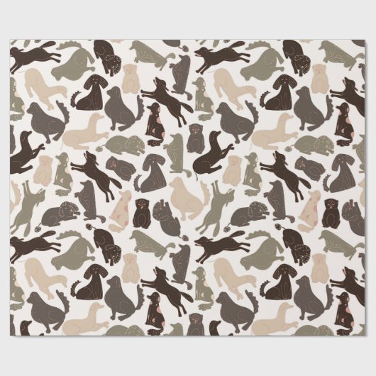 Doodle Hund Silhouette farbenfrohe, nahtlose Muste Geschenkpapier (Flach)