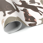 Doodle Hund Silhouette farbenfrohe, nahtlose Muste Geschenkpapier (Rolleneckpunkt)