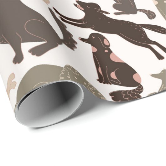 Doodle Hund Silhouette farbenfrohe, nahtlose Muste Geschenkpapier (Rolleneckpunkt)