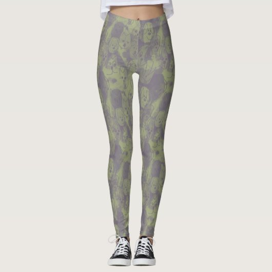 Doodle-Hunde Leggings (Vorderseite)