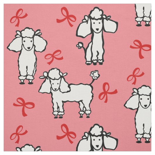 Doodle Hunde Roter Bow Pink Stoff (Muster)
