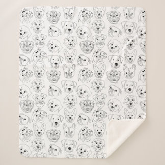Doodle-Hunde über die gesamte Drucklinie Zeichnend Sherpadecke