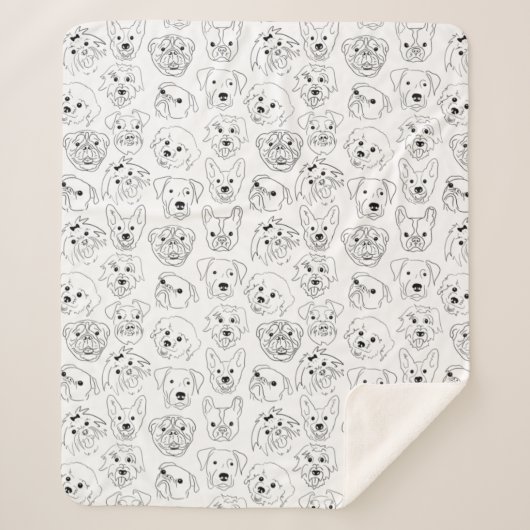 Doodle-Hunde über die gesamte Drucklinie Zeichnend Sherpadecke (Vorderseite)