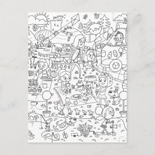 Doodle i spy in Parkfarben Postkarte (Vorderseite)
