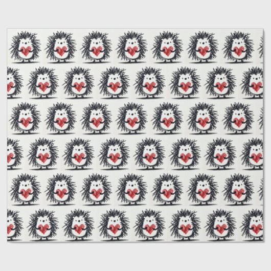 Doodle-Igel mit rotem Herzen Geschenkpapier (Flach)