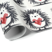 Doodle-Igel mit rotem Herzen Geschenkpapier (Rolleneckpunkt)